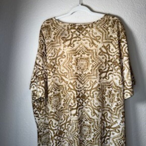 Catherines Blouse Womens Plus Size 4X White Yellow Boho Embellished Short Sleeve - Picture 4 of 6